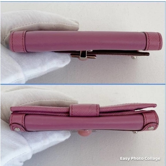 SALVATORE FERRAGAMO Vintage Gancini Compact Wallet Mauve with Chain - Picture 9 of 13